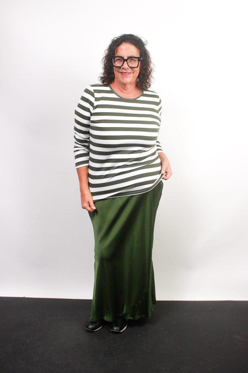 TCD TCD Simply Tee - Khaki Stripes Shop