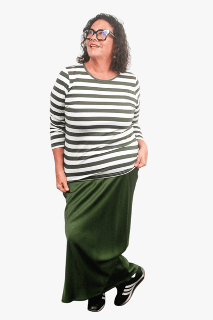 TCD TCD Simply Tee Top - Khaki Stripes Shop